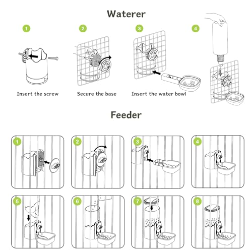 Automatic Pet Food Water Dispenser, Auto Gravity Pet Feeder Water Bottle Set for Cage, Feeding Station for Puppy Kitten Rabbit Guinea Pigs Chinchilla Ferret Hedgehog (Blue) - color: Blue