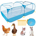 Lukovee Small Animals Playpen, Foldable Pet Playpen, 73"x36"x25" | Escape-Proof Detachable Bottom, 4 Zipper Doors, Breathable, Pen for Puppy Chicken Duck Kitten Rabbits Run Outdoor Yard , Blue - color: Blue - with Escape-proof Bottom