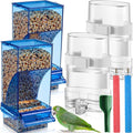 Novabright 7 Pcs No Mess Bird Feeder Water Dispenser Set Include Automatic Parakeet Feeder and Drinker with Bird Paw Grinding Stick Cage Accessories for Small Medium Cockatiel Lovebird(Classic,Blue) - color: Blue, style: Classic