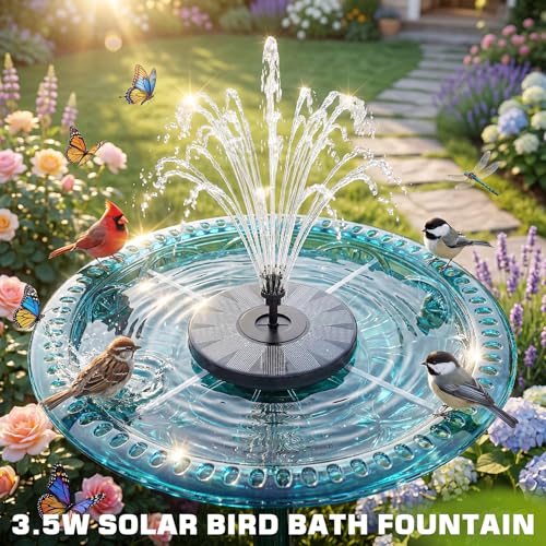 AISITIN 3.5W Solar Fountain for Bird Bath with 6 Interchangeable Nozzles | Floating Solar Water Fountain Pump, Outdoor Solar Water Pump for Garden Pond, Aquarium, Fish Tank, Pool