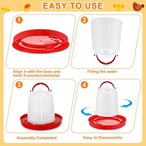 12 Pcs Chick Waterer and Feeder Kit 12-Hole Flip-top Chicken Feeders 1 L Chicken Water Dispenser 1.5 L Hanging Waterer & Feed Scoop Chick Starter Kit for Poultry Brooder
