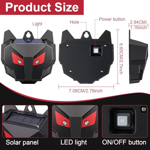 8 Pcs Solar Predator Light Nocturnal Animal Repeller Outdoor Coyote Deterrent Devices Light Sensor Animal Repellent for Chicken Coop Skunk Deer Fox Raccoon Cat Garden Yard Farm