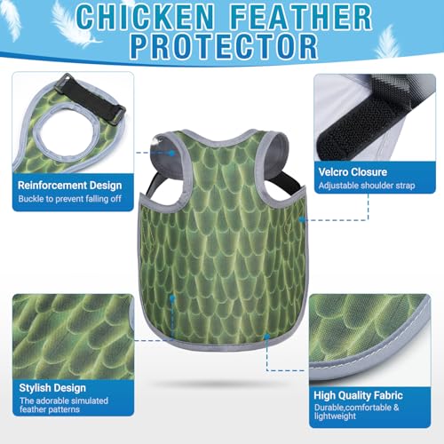Chicken Saddle for Hens - Chicken Aprons for Hens With Adjustable Straps, Chicken Aprons & Vest Jacket for Hens - style: Green Feather