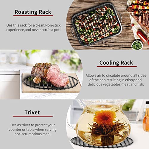 Roasting Rack with Integrated Feet, Cooling Drying Rack With Enameled Coating, PTFE Free, Great for Cooking, Roasting, Drying, Grilling, Dishwasher Safe (12.5"x8.5") - size: 12.5*8.5inch