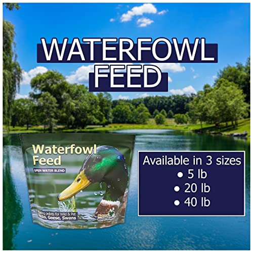 Natural Waterscapes Waterfowl Feed Open Water Diet 40 lb | for Feeding Ducks Geese Swans | Floating Pellets with Niacin for Ducks