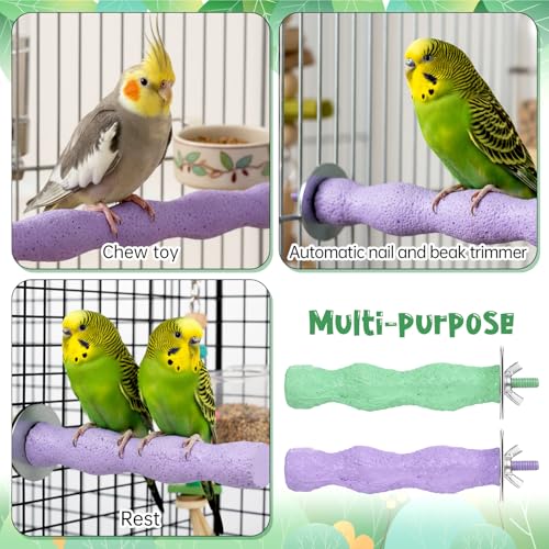 2pcs Resin Parrot Perch for Cage, Bird Beak Grinding Stone, Parakeet Nail Trimming Stick Platform Parrot Resin Beak Grinder Stone Perches Foot Claws Trimmer Chew Toy for Budgies Parakeets Cockatiels