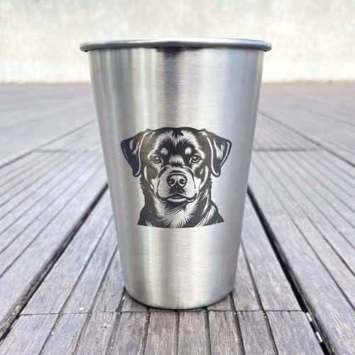 4 Pack 16oz Conical Stainless Steel Cups - Laser Engraved Animals, Stackable Durable Metal Cold Drink Cups for Parties & Outdoor Events (Dachshund/Golden Retriever/Labrador/Rottweiler) - color: Dog Set 2