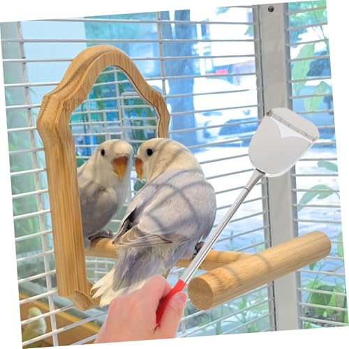 VANZACK 2pcs Bird Cage Cleaning Brush and Shovel Set Bird Poop Cleaner Tools for Small Animal Cages Easy to Use PET Cleaning Supplies