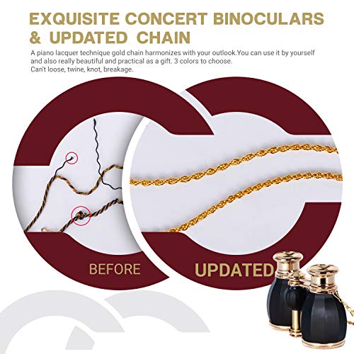 ESSLNB Opera Glasses Binoculars for Women Adults 4X30mm Theater Glasses Compact for Theater and Concerts Antique Binoculars with Case Removable Chain (Black) - color: Black