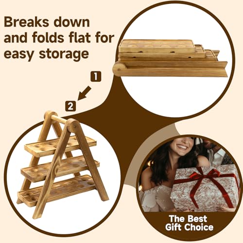 Wooden Egg Holder Countertop, 3 Tier A-Frame Fresh Egg Storage, 30 Hole Pull out Eggs Racks Basket, Egg Storage Organizer for Farmhouse Kitchen Counter, Kitchen Chicken Coop, Easy Storage