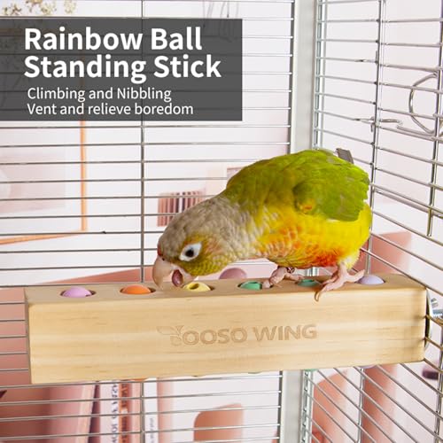 Bird Toys & Bird Perch, Bird Wooden Block Chewing Toy Parrot Foraging & Puzzle Toys Bird Cage Accessories for Conures Parakeets Cockatiels Lovebirds African Grey Macaws (Spinning Ball) - color: Spinning Ball