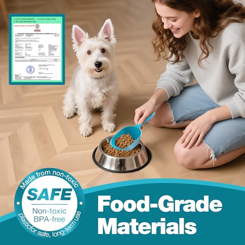 Dog Food Scoop 2 Pack, Pet Cup Capacity Cat Food Scooper With Measuring Lines For Dog, Puppy and Cat Coffee Bean, Flour Scoop Bule - color: Light Bule