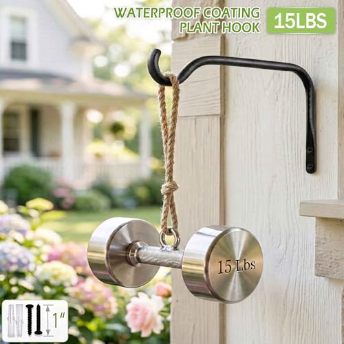 Lifyzoon 12 Inch Plant Hanger Brackets, 2-Pack Metal Hanging Wall Hooks | Holds 15lbs, Rust-proof Outdoor Iron Planter Backets, Ideal for Hanging Baskets, Bird Feeders, Wind Chimes, and Lanterns - size: 12Inch-2Pack
