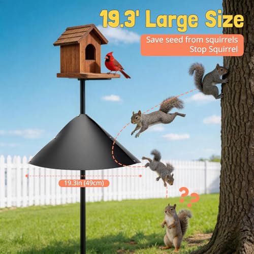 Squirrel Baffle for Bird Feeder Pole, Squirrel Guard Defender, Squirrel Proof Bird Feeders for Outdoors Hanging Cover, Outside Pole Mount Bird House Guard for Outdoor Shepherd's Hook, 19In, 1 Pack