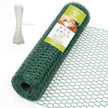Chicken Wire for Floral Arrangements, Garden Wire Fencing 15.7 x 84 Inch | 24 Rifny Wire Roll 0.6 Inch Mesh, Hexagonal PVC Coated, Metal Poultry Wire Netting for Craft, Plants Rabbit Barrier, Green - size: 15.7" x 84"-0.6 Inch Mesh