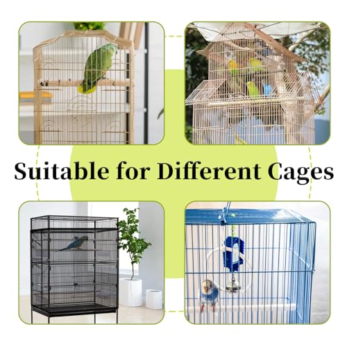 Daoeny 2PCS Bird Cage Seed Catcher, Large Bird Cage Cover, Adjustable Soft Airy Nylon Mesh, Birdcage Cover Skirt Seed Guard for Parrot Parakeet Macaw Round Square Cages (Black & White) - color: Black & White