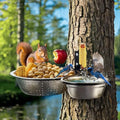 2-Hoop Squirrel/Bird Feeder, 2025 Cute Metal Bowl Outside Tree Mounted, 8.5" Drainage + 5.5" Solid Bowl for Food/Water, Perfect Squirrel Feeders for Yard - size: 2-Hoop - 14" Length