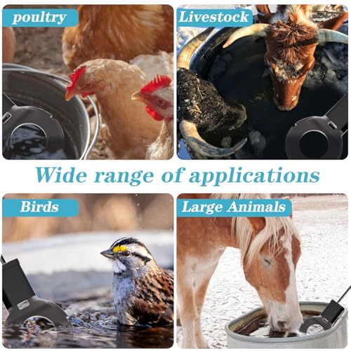 2Pack 250 Watt Pond De-Icer with Thermostat, Cast Aluminum Submersible Bird Bath Heater, Heated Chicken Water, Power Cord 9.8 Ft - size: 250W