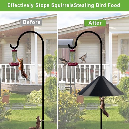 Squirrel Baffle for Bird Feeder Pole - 19 Inch for Shepherd’s Hook, Squirrel Proof Cone (1 Pack, Black) - color: Black