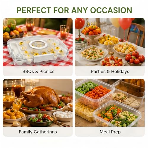 2 Pack Deviled Egg Containers with Lid, Holds 40 Deviled Egg Halves Total, Stackable Deviled Egg Carrier for Party, Picnic, Potluck, Easter, Refrigerator Storage, Clear Plastic Egg Tray Holder