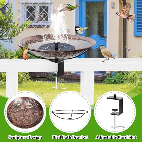 Deck Mounted Bird Bath for Outside, Detachable Birdbath Bowl with Sturdy Clamp, Outdoor Bird Baths Bowl for Attracting Birds Garden Yard Decor (Vintage Copper Turtle) - color: Vintage Copper Turtle