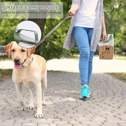 Dog Food Storage Container Airtight Portable Dog Food Container with Handled Lid and Pour Spout,Food Storage for Dog Dry Food Small Pet Food Container with Measuring Cup for Home, Travel,2.8L Green - color: GREEN-DOG