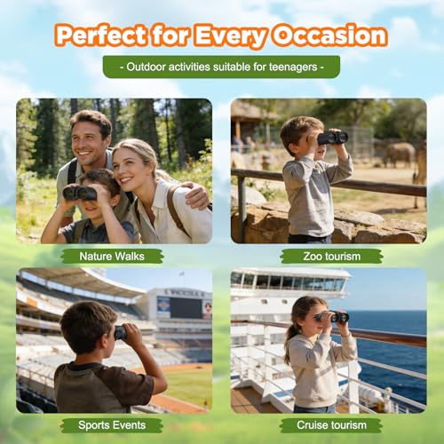 10x25 Compact Binoculars for Adults & Kids - High Power Mini Binoculars with BAK4 Prism & FMC Coating for Bird Watching, Hiking, Cruise Travel - Includes Carrying Case & Neck Strap