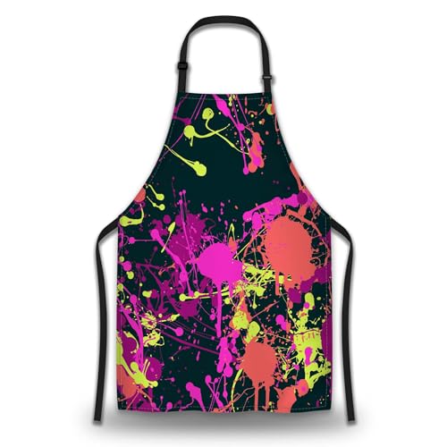 Cook Apron for Women Splatter Paint Pattern Mans Aprons for Cooking Funny for Kitchen Cooking Restaurant BBQ Painting Crafting 27” (W) x 31” (H), Waterproof Aprons - color: Splatter Paint Pattern