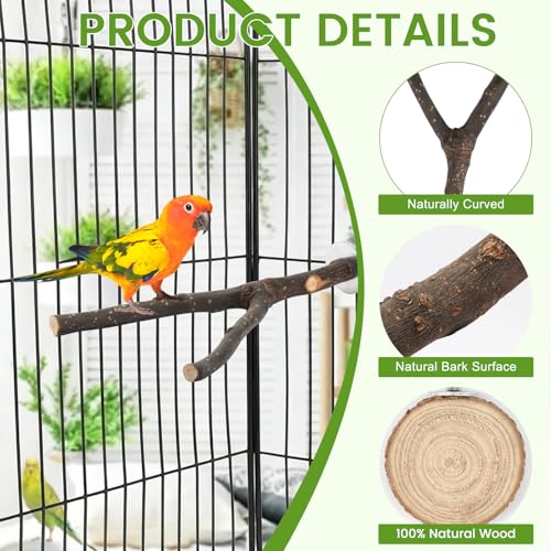 8 Pcs Natural Wood Bird Perch Swing & Bird Rope Platform Set | Fits Small/Medium Parrots (Budgies, Conures) | Multi-Level Cage Gym for Climbing | Safe Chewing | Tool-Free Mount - size: Swing & Rope Set - 8PCS