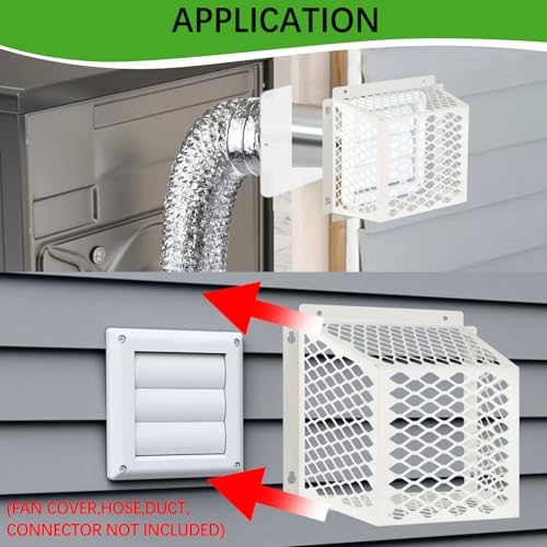 Dryer Vent Cover Outside,Dryer Vent Bird Guard for 5-6 inch Vent Hoods-2pk | Outdoor Bird Guard for Dryer Vent & Bathroom Exhaust,Galvanized Steel Dryer Vent Cage 8.5"Lx8.5"Wx6"H,Prevent Bird From Enter - size: 8.5"Lx8.5"Wx6"H, style: White-2PCS