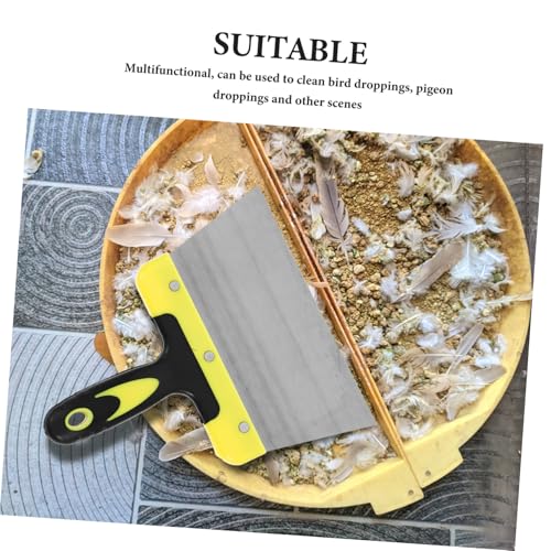 Toyvian Stainless Steel Bird Droppings Scraper for Poop Ergonomic Handle Cleaning Tool for Bird Cages and Nests