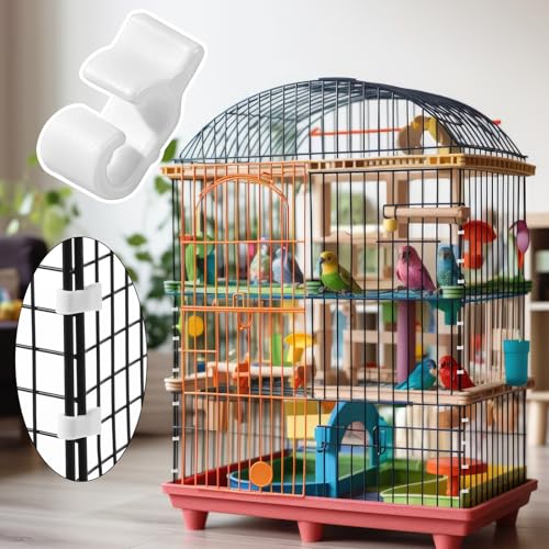 52 Pcs Wire Cage Clips Detachable Pet Cage Door Clip Cat Cages Door Latch Buckle Snap on Plastic Lock Snap Cat Fence White Rabbit Cages Connector Clamp for DIY Assembly Kitten Puppy Chicken Dog