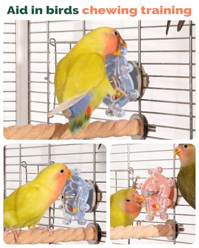 2 Pcs Bird Toys for Parakeets, Budgie Toys, Spinning Wheel Parrot Toys, Chewing Exercisers, Interactive Bird Cage Toys for Budgies, Cockatiels, Lovebirds, Parakeets, Conures and Small to Medium Birds