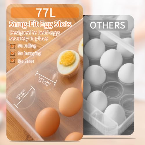 Deviled Egg Containers with Lid, Set of 3 Stackable Egg Carriers, Holds 72 Eggs for Refrigerator, Clear Trays for Parties & Holidays - color: pink,blue,green, size: 72 Eggs