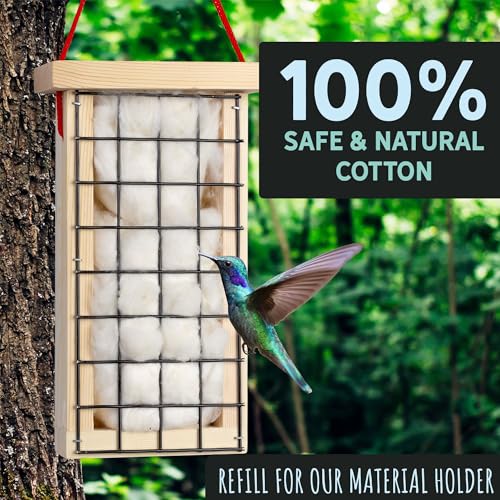 Uncle Dunkels Replacement Cotton for Bird Nest Material Holder, All-Natural Bag to Refill Hanging Bird Nest Material Dispenser