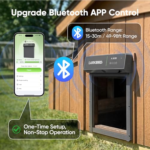 Larkbird Upgraded Automatic Chicken Coop Door, Solar/Battery Powered, Gray | Auto Chicken Door with Bluetooth App Control, Custom Audio Recording, Timer & Light Sensor, Anti-Pinch Design - color: Grey
