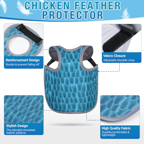 Chicken Saddle for Hens - Chicken Aprons for Hens With Adjustable Straps, Chicken Aprons & Vest Jacket for Hens - style: Blue Feather