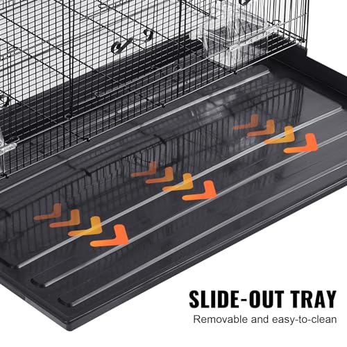 VEVOR 30 Inch Flight Bird Cage, Stackable Bird Cage Parakeet Cage with Slide-Out Tray and Handle, Small Parrots Birdcage for Cockatiels Budgies Conure Macaw Finch Lovebirds Canaries Pigeons - color: Black