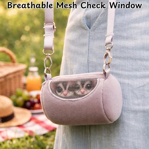 Sugar Glider Bonding Travel Pouch Set, Sugar Glider Carry Bonding Pouch With Liner And Adjustable Leash, Breathable Soft Outgoing Sleeping Travel Bag For Small Pets Squirrels Hamsters (Gray)