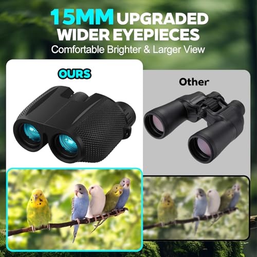 10x25 Compact Binoculars for Kids and Adults, Large View Small Binoculars for Bird Watching, Waterproof with Low Light Vision BAK4 Prism FMC Lens for Cruise Ship Travel Hunting
