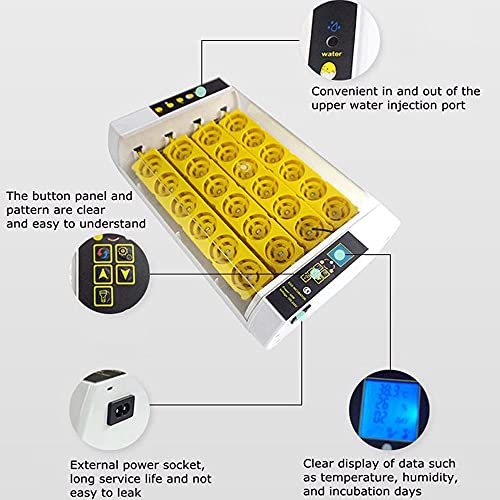 TECHTONGDA Digital Egg Incubator 24Eggs Automatic Poultry Hatcher with Egg Turning and Humidity Control 110V