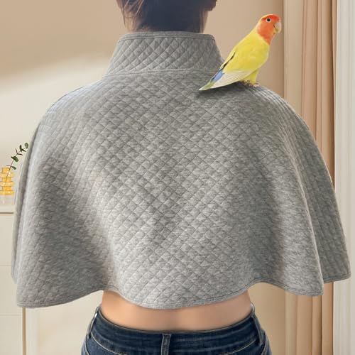 Parrot Shoulder Protector & Bird Diaper Shawl - Keep Clothes Safe from Scratches & Poop, Reusable Training Cape for Parakeets, Cockatiels, Conures, Lovebirds, Finches, Macaw (grey) - color: Grey