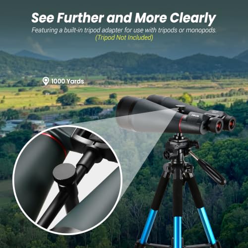 ESSLNB 20x80 Astronomy Binoculars for Adults, High Powered Stargazing Outdoor Waterproof Binoculars for Travel Bird Watching Hunting with BAK4 Prism FMC Lens Carrying Bag (Red) - color: Red