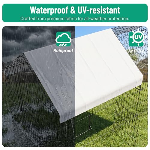 NUGRIART Metal Chicken & Duck Coop with Run – 83”x38” Waterproof Poultry Cage, Portable Chicken Run, Ideal for Chicks, Hens & Ducks - size: 83"L x 38"W x 34"H