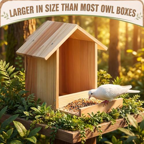 Novabright 12 Inch Large Dove Nesting Box Carbonized Weatherproof Wooden Nesting Box for Mourning Doves Outdoor Roosting Bird Nest for Cage Birdhouse Garden Decor Compatible(Natural Wood Color) - color: Natural Wood Color
