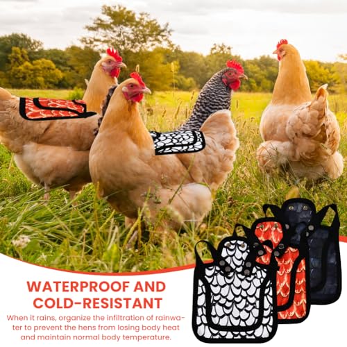 6pcs Chicken Saddles for hens, Adjustable Chicken Back & Side Saddles Waterproo-f Hen Sweater Aprons Vest Jacket