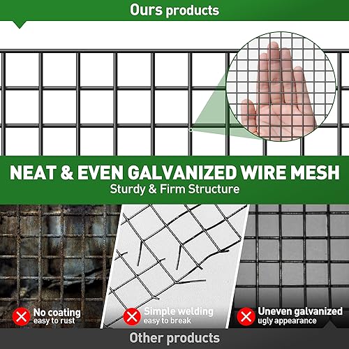 Black Hardware Cloth 1/2 Inch 48" x 100' 19 Gauge, PVC Coating Wire Fence Rolls Vinyl Coated Welded Chicken Wire Mesh for Poultry Netting Cage Fence, Tree Guard Rolls, Chicken Coop