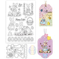 GLOBLELAND Easter Rabbit Clear Stamps and Metal Die Cuts Easter Egg Transparent Stamp Spring Flower Swing Cutting Dies for Card Making Embossing Scrapbooking - style: Easter Rabbits