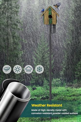 75 inch Bird Feeder Pole, Heavy Duty Bluebird House Pole for Outdoors | 1 inch Adjustable Bird Feeder Stand for Backyard Garden Wild Bird Watching, Metal Mounting Post Kit with 5 Prongs Base - size: 75" (1 Pack)