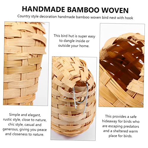 SUPVOX 6pcs Handmade Bamboo Bird Nest Finch Bird Nests for Cages Bird House for Balcony Bird House for Warm Shelter Garden Hand Woven Art Crafts Natural Bird's Nest